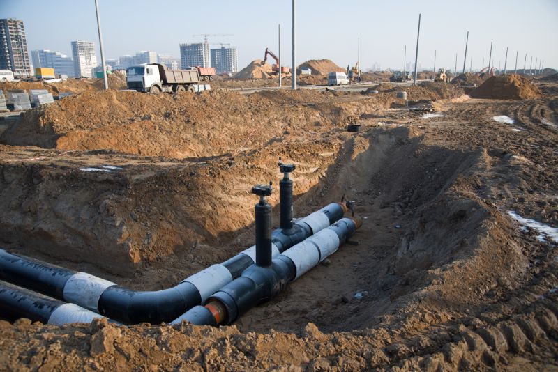 Construction Site with Drainage Equipment